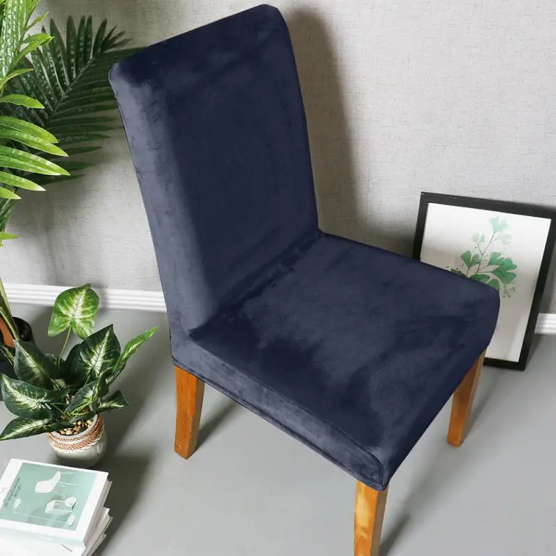 

1 Pcs Solid Color Gray Silver Fox Down Seat Cover For Dining Room Wedding Banquet Office Stoel Cover Home Decoration
