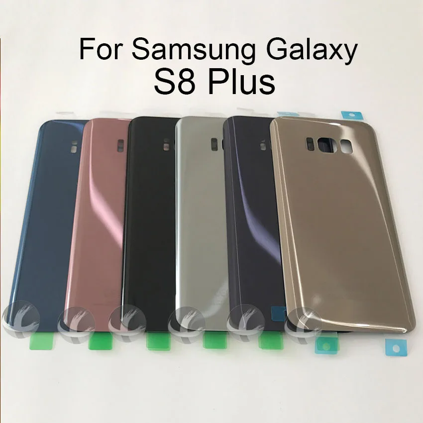 Back Glass Housing + Adhesive For Samsung Galaxy S8 Plus Rear Panel Plate Battery Cover Lid With Logo | Мобильные телефоны и