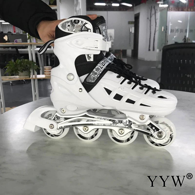 

Boys Girls Women Adult Flat Roller skates Skating Shoes Sliding Inline Sneakers 4 wheels 1 Row Line Outdoor Training Gym Sports