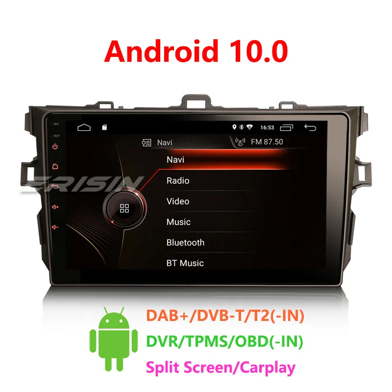 Erisin 4297 9 &quotAndroid 10 0 автомобильное радио GPS WiFi 4G TPMS DVR DAB + DSP CarPlay для TOYOTA AURIS COROLLA