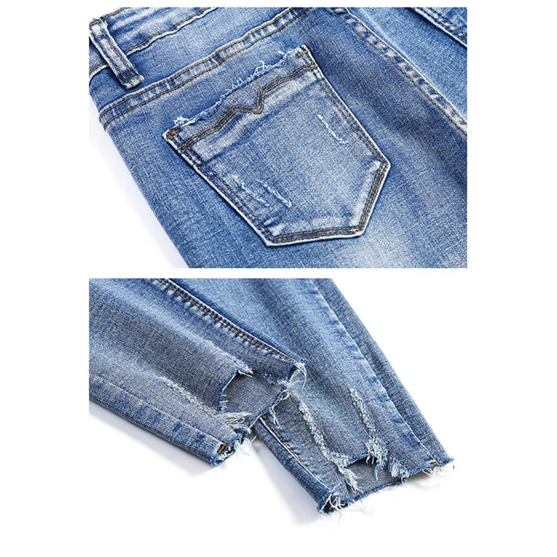

JUJULAND Women jeans Plus Size High Waist Stretch Washed Skinny Jeans Woman Denim Pants Pencil Blue hot sale 3225
