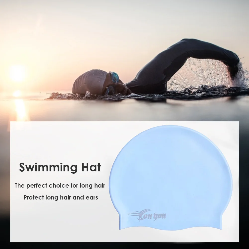 

Waterproof Elastic Diving Swim Hat Long Hair Sports Swim Pool Hats Letter Professional Silicone Swimming Cap