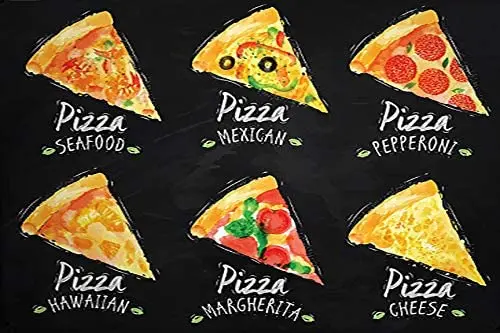 

Retro Pizza Variations Kitchen Poster Vintage Painting Tin Sign for Street Decoration Crafts Metal Tin Sign 8x12inch
