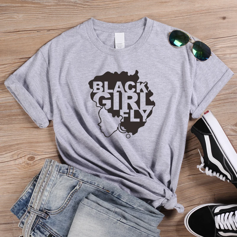 ONSEME Africa Map Graphic T Shirt Hipster Afro Lady Print Shirts Black Girl Fly Slogan Tshirt Women Streetwear Melanin Tees | Женская