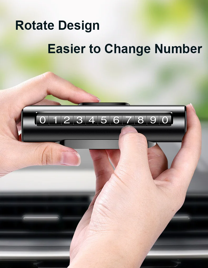 

Metal Car Temporary Parking Card Rotatable Number Hidden Double Sided Car Styling Parking Phone Number Plate
