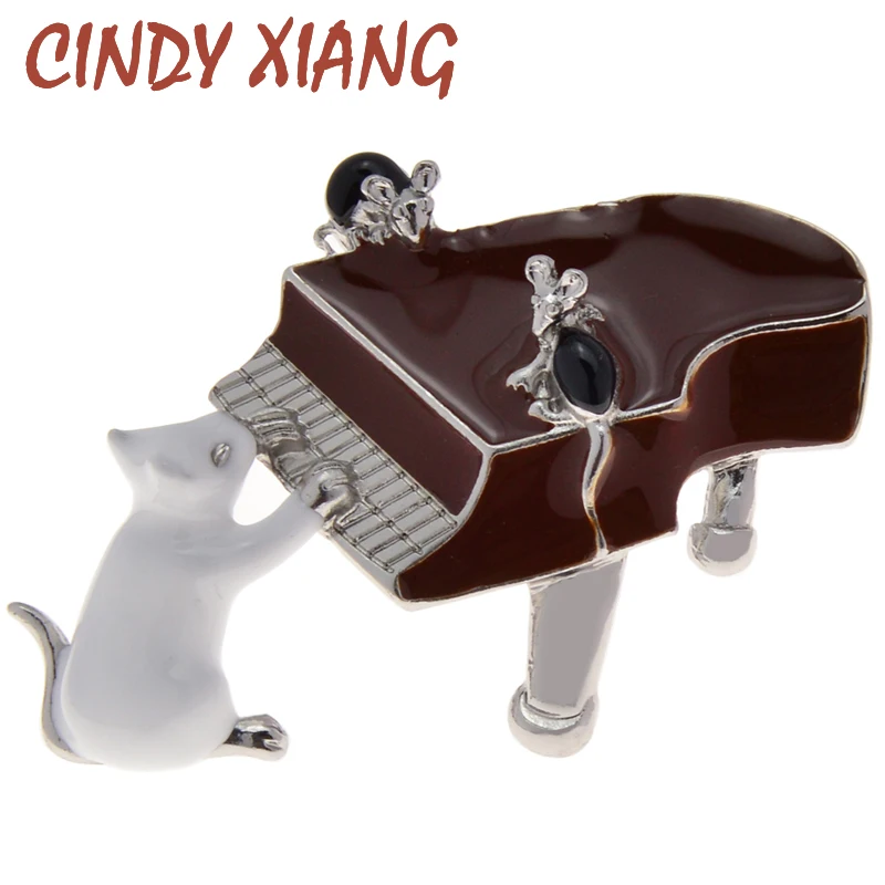 CINDY XIANG новые уникальные черные эмалированные броши-пианино, женские вечерние ювелирные изделия из сплава, желтая мышь, играющая на пианино, брошь, булавки, подарки