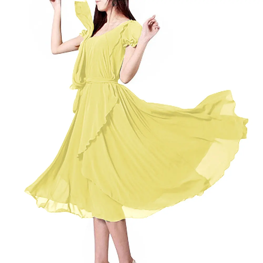 Женское летнее длинное платье с поясом однотонное женское круглым вырезом