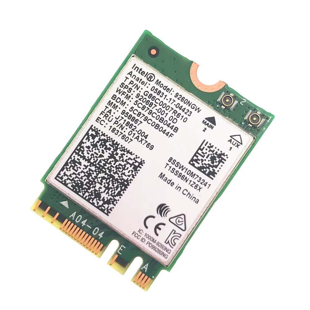 С антеннами + 1.73gbps Беспроводная 9260NGW NGFF Wi-Fi карта для Intel ac 9260 2 4G/5Ghz 802.11ac
