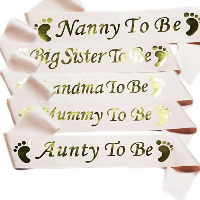 

Mom To Be Satin Ribbon Sashes Baby Shower Mommy Shoulder Strap Sash Party Gift For Mother Grandma Nanny Favors Event Supplies