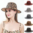 Шляпа-федора для мужчин и женщин, повседневные винтажные зимние шляпы с принтом зебры