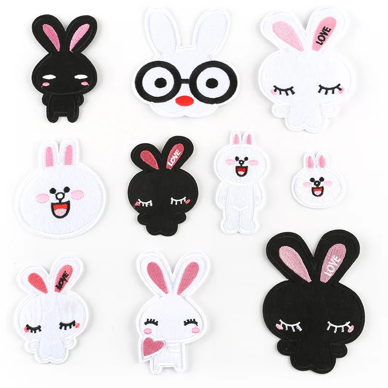 

10 pcs/set Embroidered patch cartoon Rabbit pattern DIY clothes patch sewing ironing girl child clothing accessories patchs