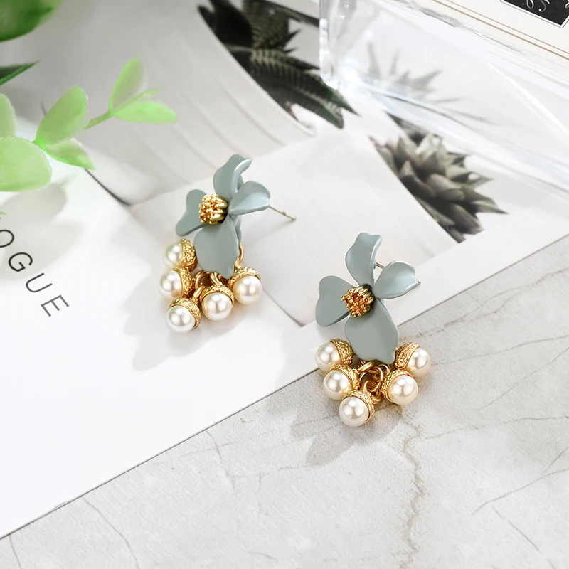2019 Fashion Partysu Women Small Pendant Earring Cute Flower Shpae Green Pink for Charm Party Jewelry Gift | Украшения и