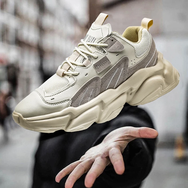 

New Autumn Thick Sole Casual Sneakers Chunky Flying Weaving Jogging Men Shoes Lightweight Free Shipping Zapatillas Dropshipping