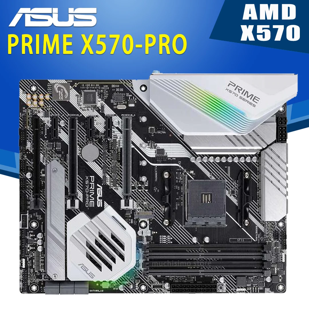 Preise Buchse AM4 Asus PRIME X570-PRO Motherboard DDR4 128GB M.2 SATA3 RGB PCI-E 4,0 Desktop X570 Placa-Mãe AM4 Gaming ATX Verwendet