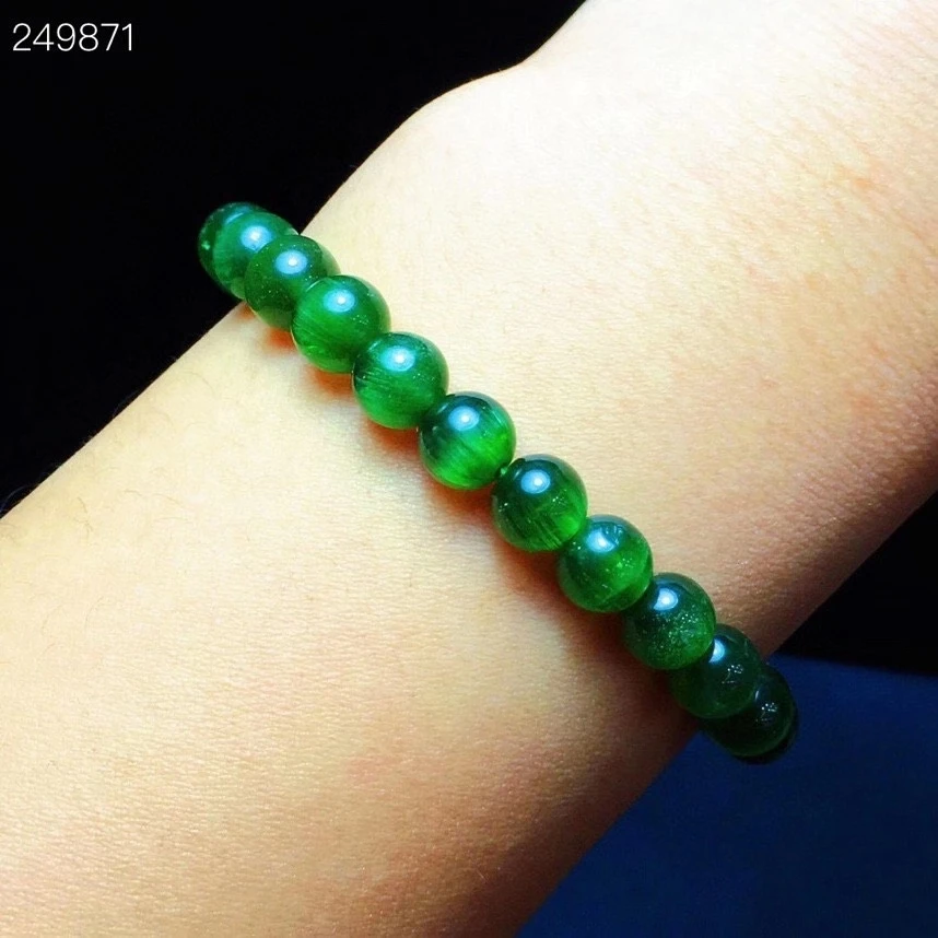 

Genuine Natural Green Apatite Gemstone Crystal Cat Eye Round Bead Stretch Bracelet 7mm For Women Men Genuine AAAAA