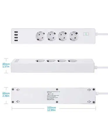 Smart WiFi Surge Protector,Power Strip, Alexa& Google Assistant& IFTTT Supported, App Remote Control Meross MSS425F EU/JP