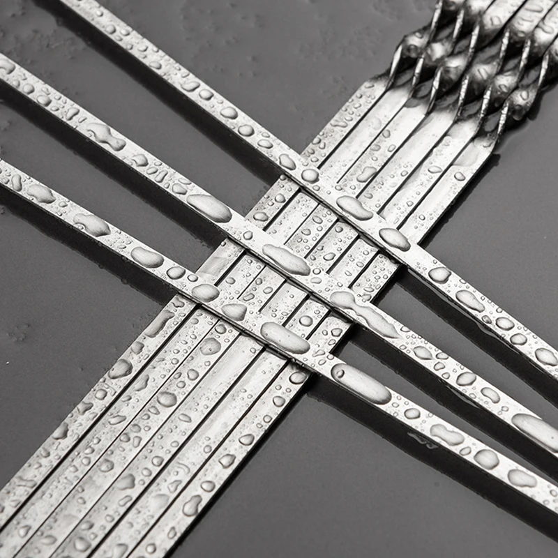 Шашлык для барбекю из нержавеющей стали многоразовые плоские вилки игла шашлык