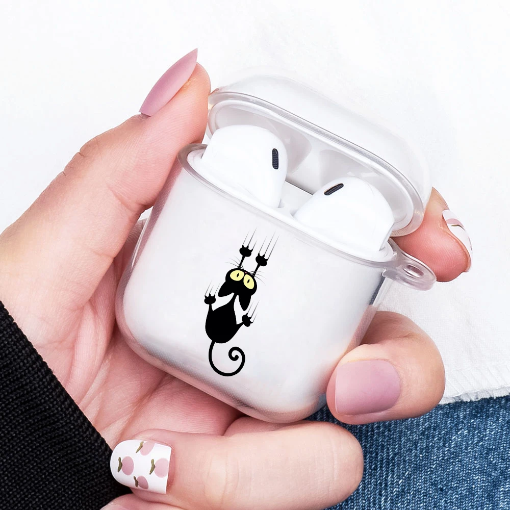 

2021 Animal Cartoon Cute Black Cat Soft Case for Apple AirPods 2 1 Case Silicone Wireless Bluetooth Earphone Box Cover Funda