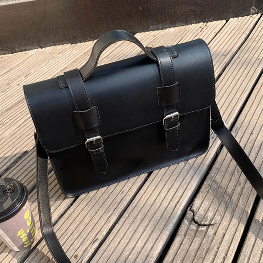 

Korean Preppy Style Student School Bag PU Leather Female Messenger Bags Vintage Multifunctional Women Shoulder Bag Ladies Totes
