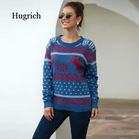 New Christmas Womens Knitwear 2020 Popular Snowflake Deer Jacquard Long Sleeve Pullover Sweater
