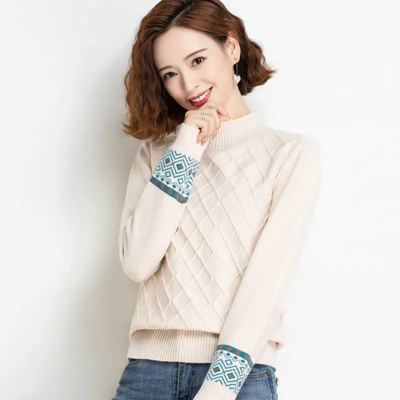 

Long Sleeve O-Neck Autumn Knitted Pullover Sweater Women Casual Knitting Pull Jumpers Female Stripe Tops Femme