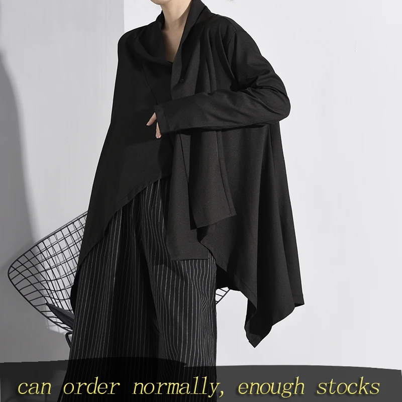 Тренчкот LANMREM женский однотонный асимметричный свободная однобортная ветровка с