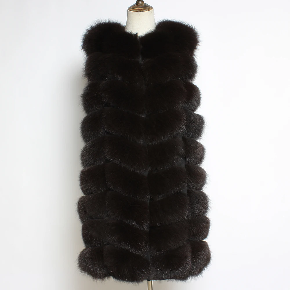 Russia Lady Long Style Real Fox Fur Vest 100%Natural Soft Genuine Winter Fashion Good Quality | Женская одежда