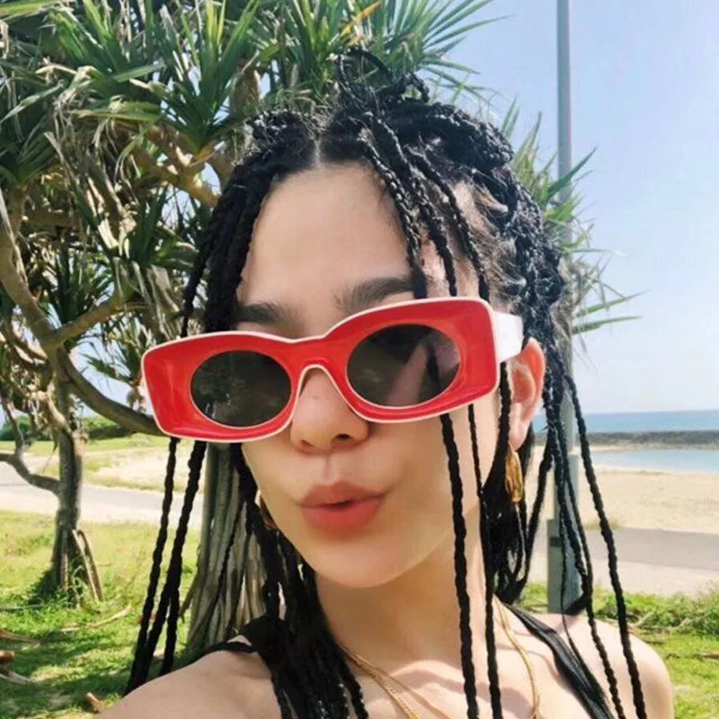 

DAVE 2020 Punk Square Sunglasses Women Luxury Brand Vintage Rectangle Sunglasses Female Hip Hop Glasses Women Gafas De Sol Mujer