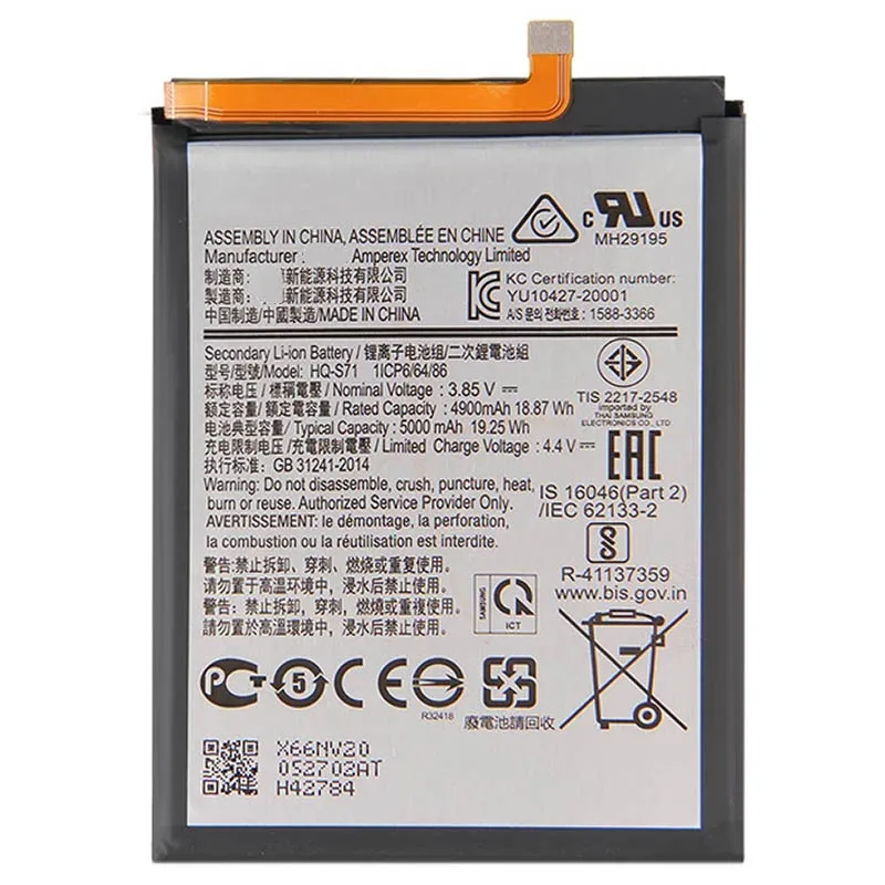 

For SAMSUNG Replacement Battery HQ S71Y HQ-S71Y for Samsung Galaxy M11 5000mAh Phone Battery