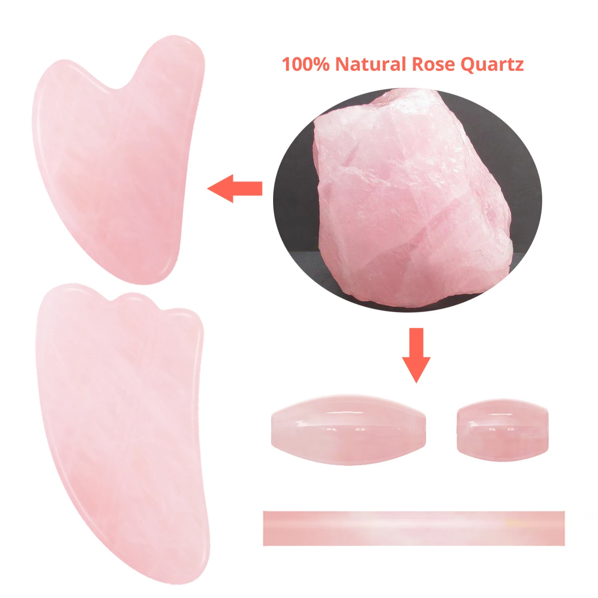 Массажер для лица 3 в 1 из розового кварца массажер гуаша натурального нефрита