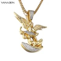 vanaxin angel wings hip hop pendants charms necklaces for women high quality jewelry birthday gift gold color 22chain cz zircon
