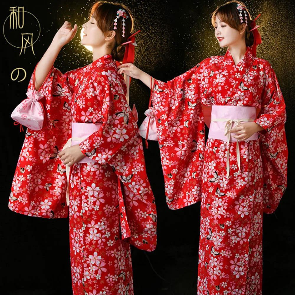 

Japanese Bronzing Phoenix Cherry Blossoms Print Kimono Studio Portrait Girls Cosplay Costume Women Home Bathrobe Clothing