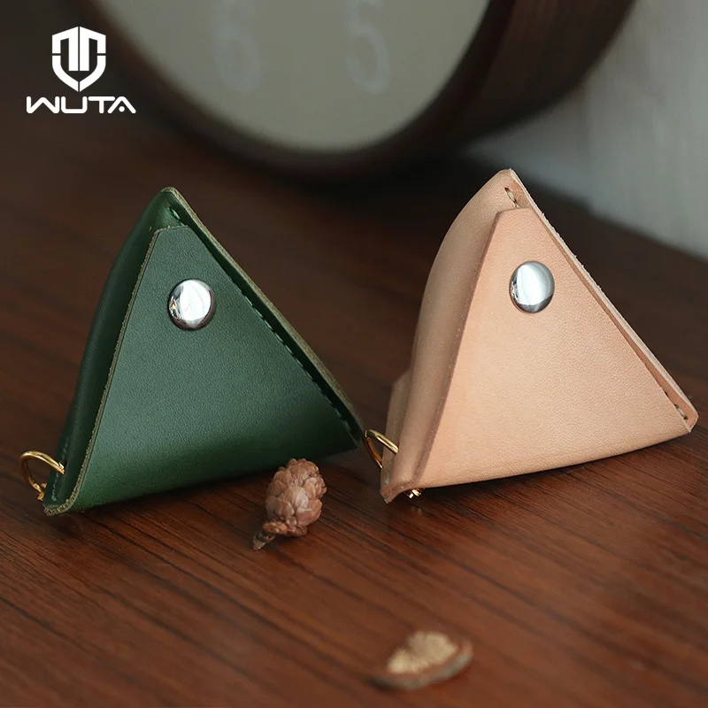 

WUTA Original Handmade DIY Women Coin Purse 100% Genuine Leather Semi-finished Storage Leather Coin Purses Natural Green Colors