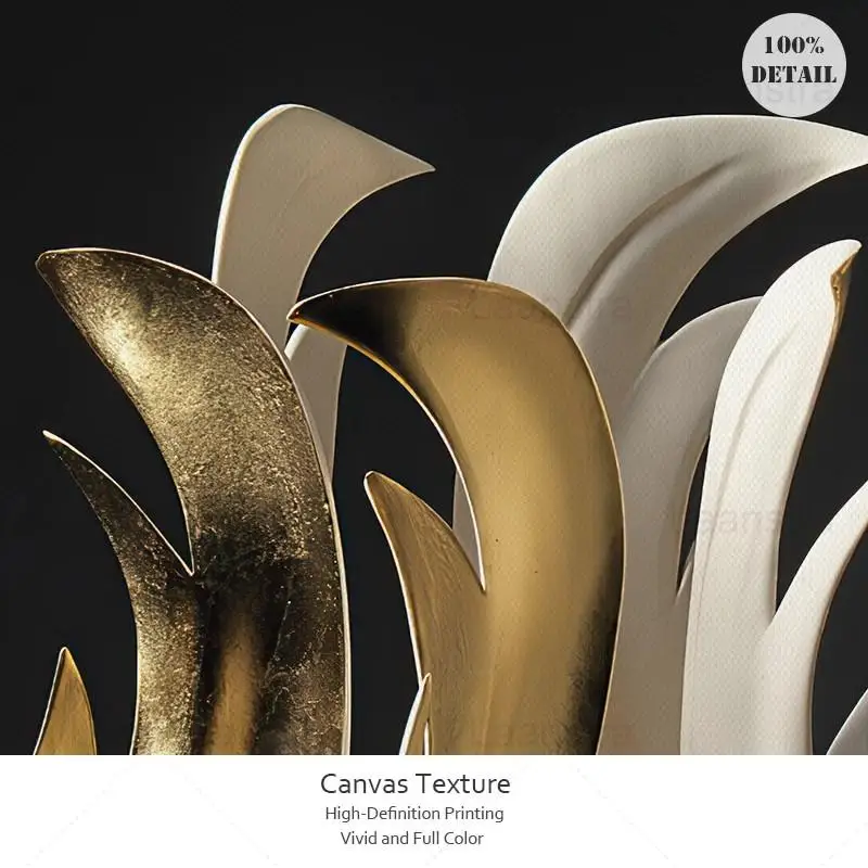 

Modern Home Decor Golden Carving Square Poster Abstract Sculpture Wall Art Canvas Painting HD Print Wall Picture for Living Room