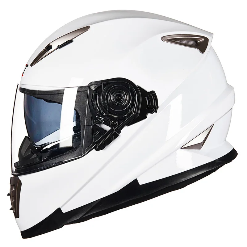2021 White Motorcycle Full Face Casco Moto Dot Dual Lens Motorbike Street Helmet Double Visor Capacete Racing Helmets Motorcycle