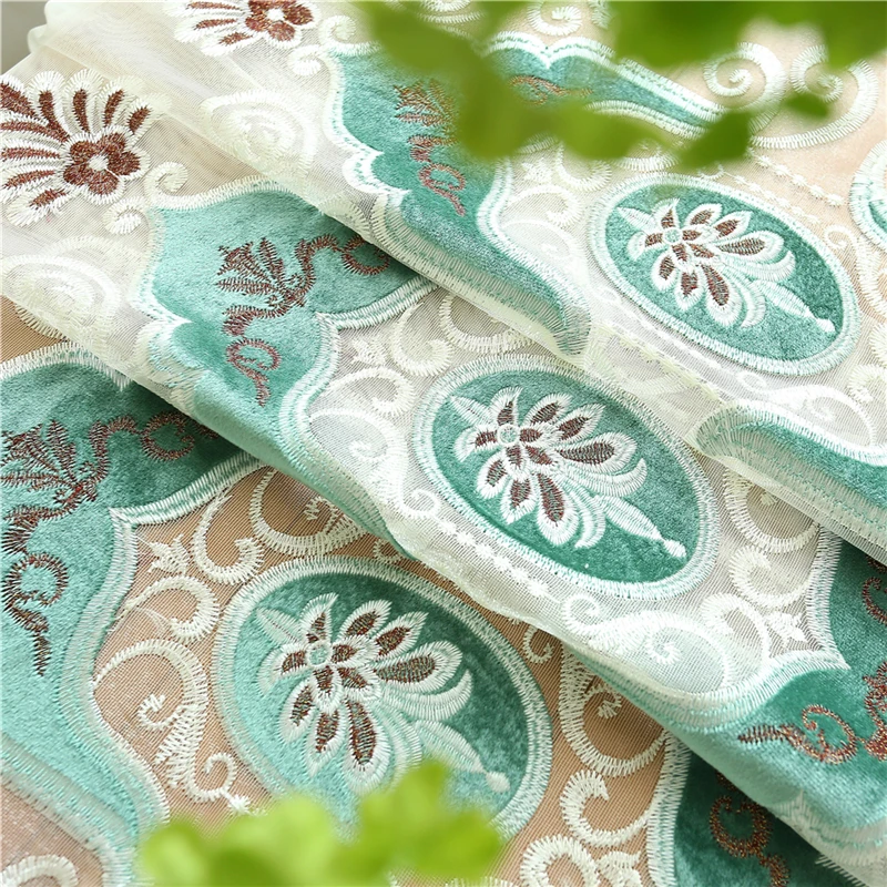 Modern classic luxury jacquard rural green Blackout curtains for Living Room high quality villa custom Bedroom | Дом и сад