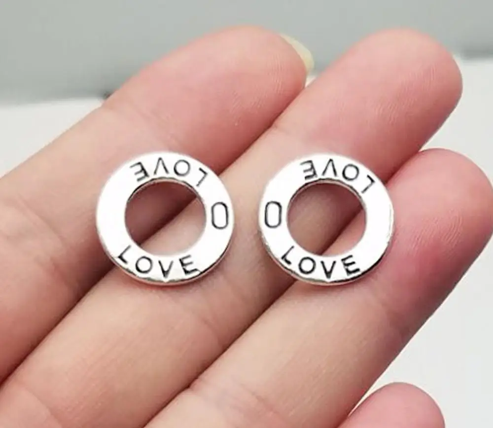 30 шт./лот 17 мм посеребренные подвески в античном стиле с надписью love cham товары для