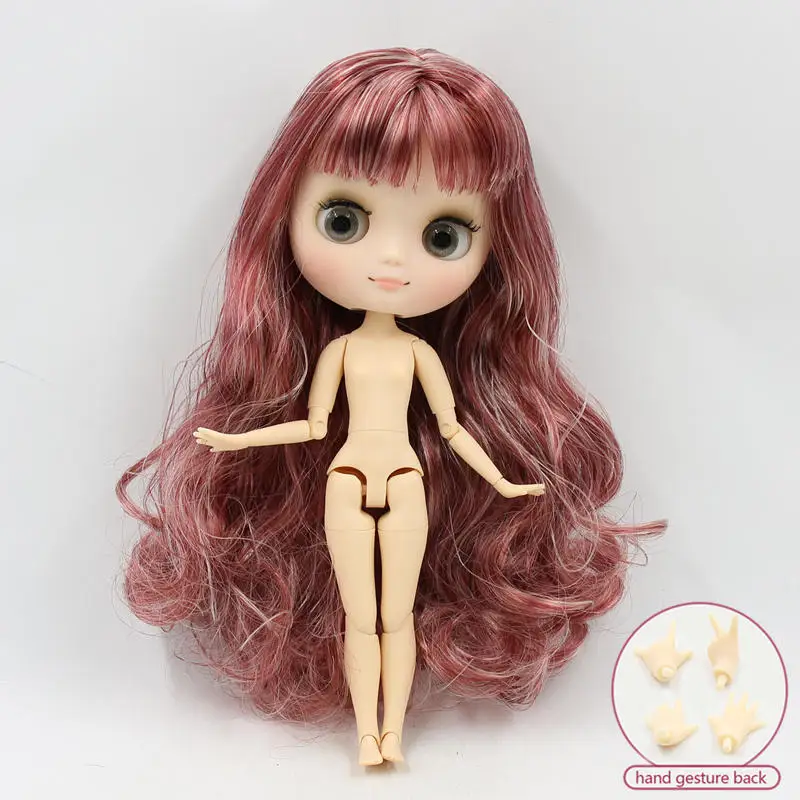 like the picture Кукла Middie blyth, Обнаженная, 20 см, шарнирное тело, матовое лицо с макияжем, серые глаза, мягкие волосы, сделай сам, игрушки, подарок с жестами - Цвет: like the picture