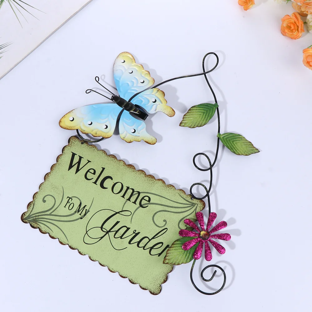 Железная подвесная доска креативная ручная роспись бабочки дверной знак Добро