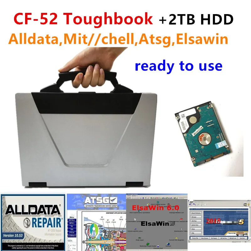 Высококачественный ноутбук Toughbook CF52 с программным обеспечением Alldata Mit/ell Elsawin 6 0