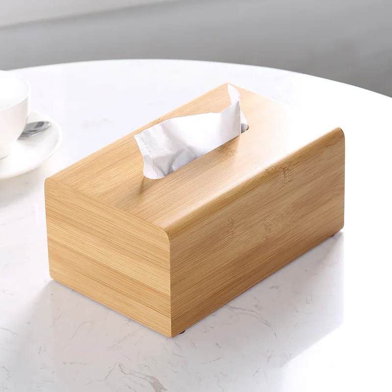 

European Rectangular Tissue Box Coffee Table Bamboo Storage Tissue Storage Box
