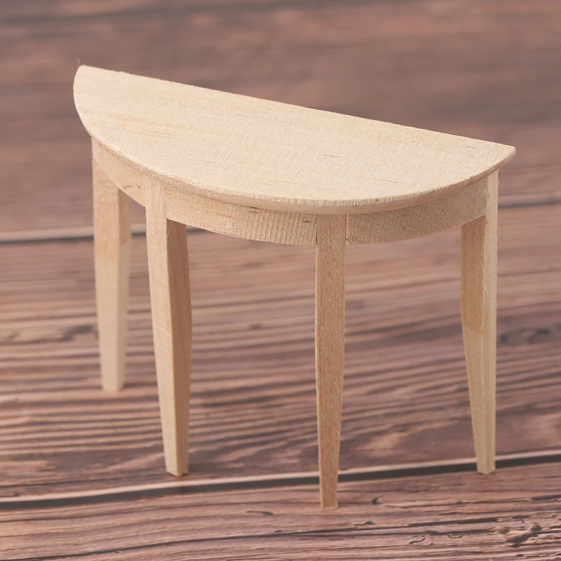 

1:12 Simulation Dollhouse Miniature Wooden Half Round Table Model Furniture Teatable Coffee Living Room Kid Toy Dolls Home Toy