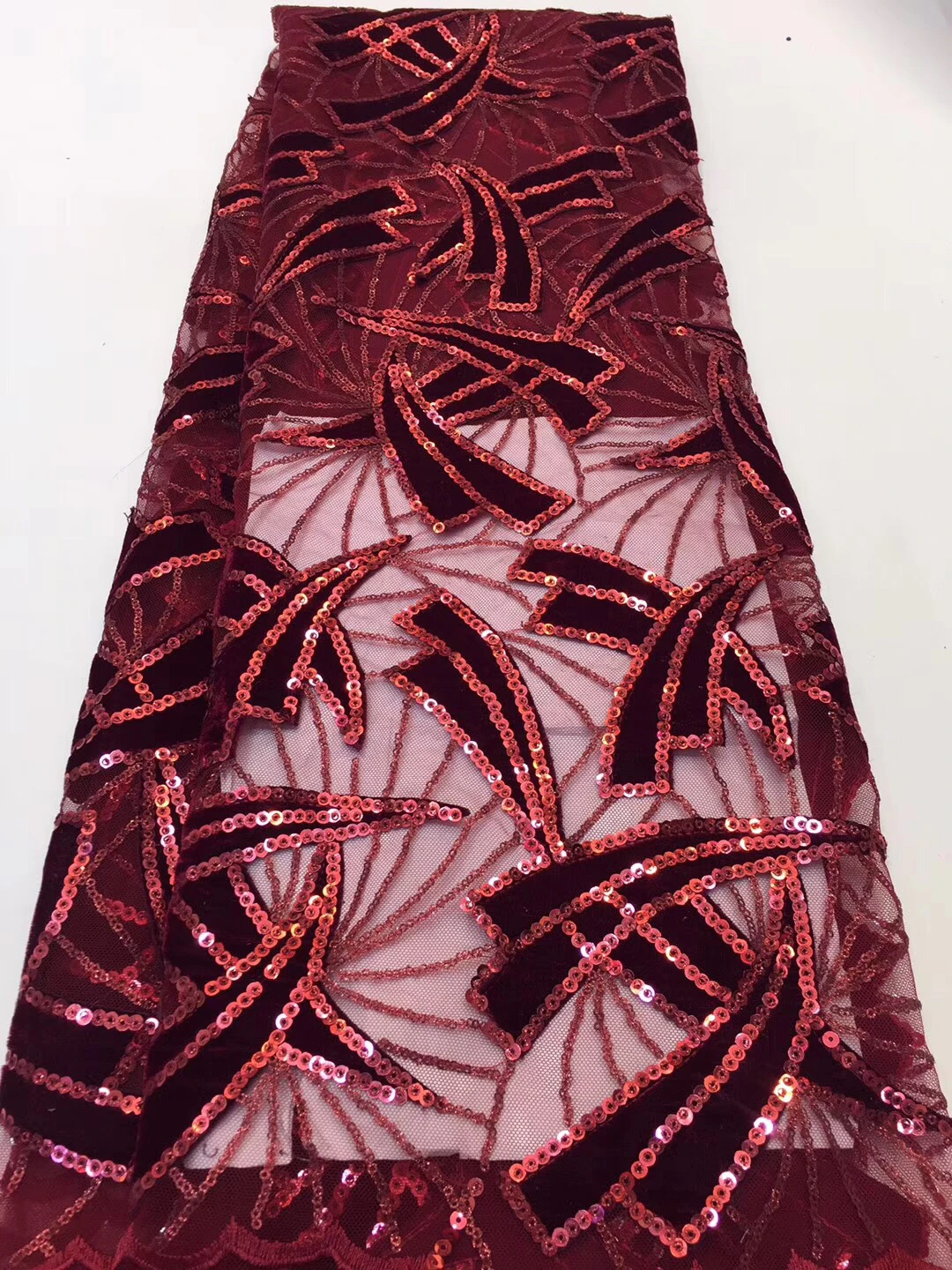 

New African sequins lace fabric 2019 high quality Nigerian velvet tulle mesh lace fabric wedding dress ZX33581