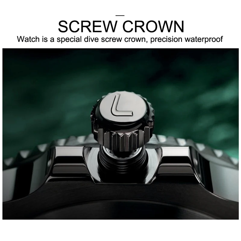 LOREO Luxury Brand Diving Men Military Sport Watches Men's Automatic Mechanical Clock Waterproof 200M Date Wristwatch Reloj images - 6