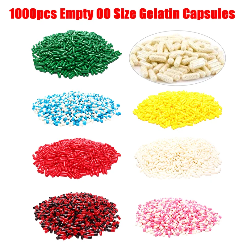 1000 Uds duro vacío cápsula de gelatina tamaño 00 # Gel de almacenamiento utilizado para la píldora suplemento de almacenamiento