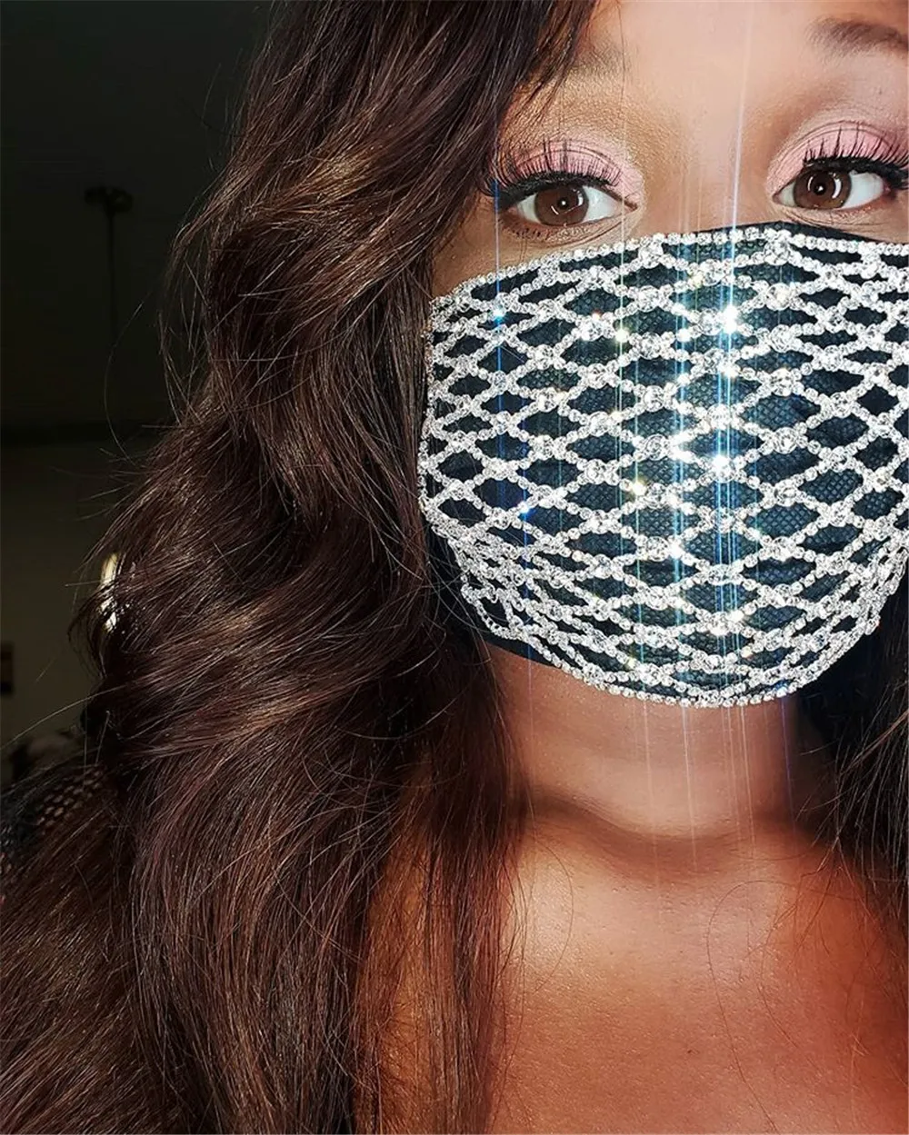 Новинка Женская Весенняя сетчатая блестящая бижутерия стразы маска для ночного