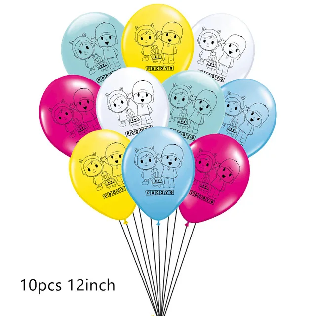 10pcs 12inch POCOYO детей с днем рождения поставки мультфильм собака слон малыш душ Мальчики украшения шар посуда чашка тарелка - Цвет: 10pcs 12inch