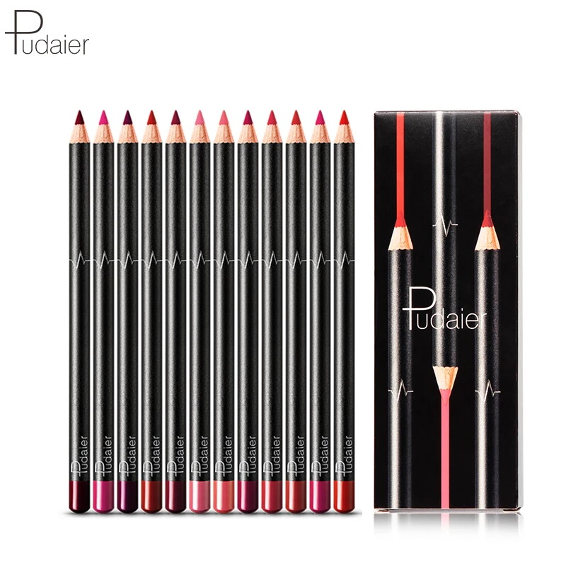 

Pudaier 12 Colors/kit Matte Lip Liner Pencil Kit Perfect Lip Shape Makeup Matt Lipstick Pen Peel off Reusable Silky Lipliner Set