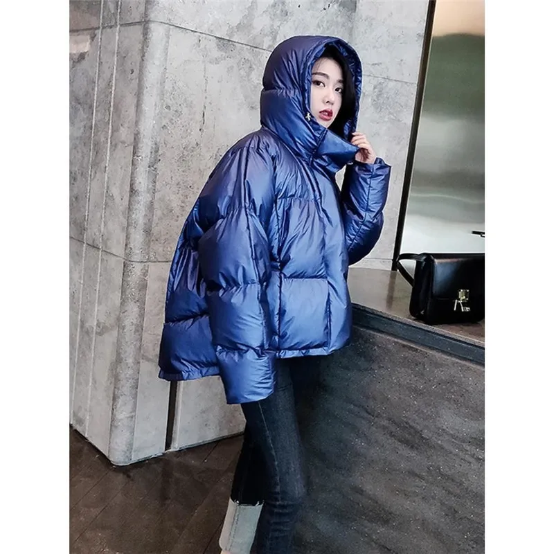 Большие размеры свободная зимняя куртка с капюшоном Женская Стеганая теплая
