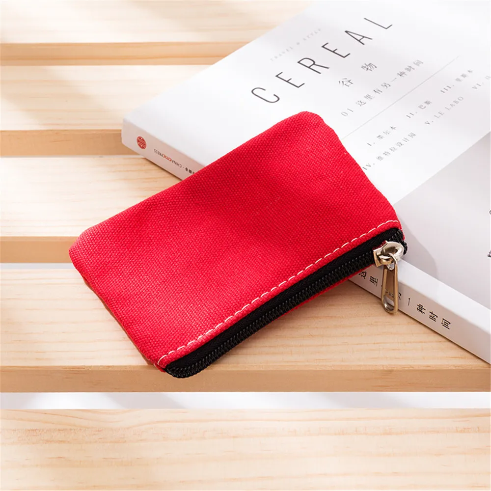 Новый стиль хлопчатобумажный холщовый Кошелек для монет простой однотонный